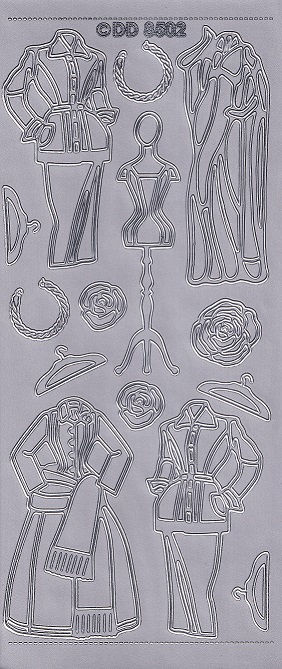 DD - Peel Off Sticker Sheet - Ladies Clothes (Silver)