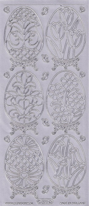 Starform - Peel Off Sticker Sheet - Ornate Easter Eggs (Silver)