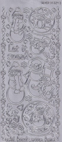 Christmas Peel Off Sheet - Snowmen (Silver)
