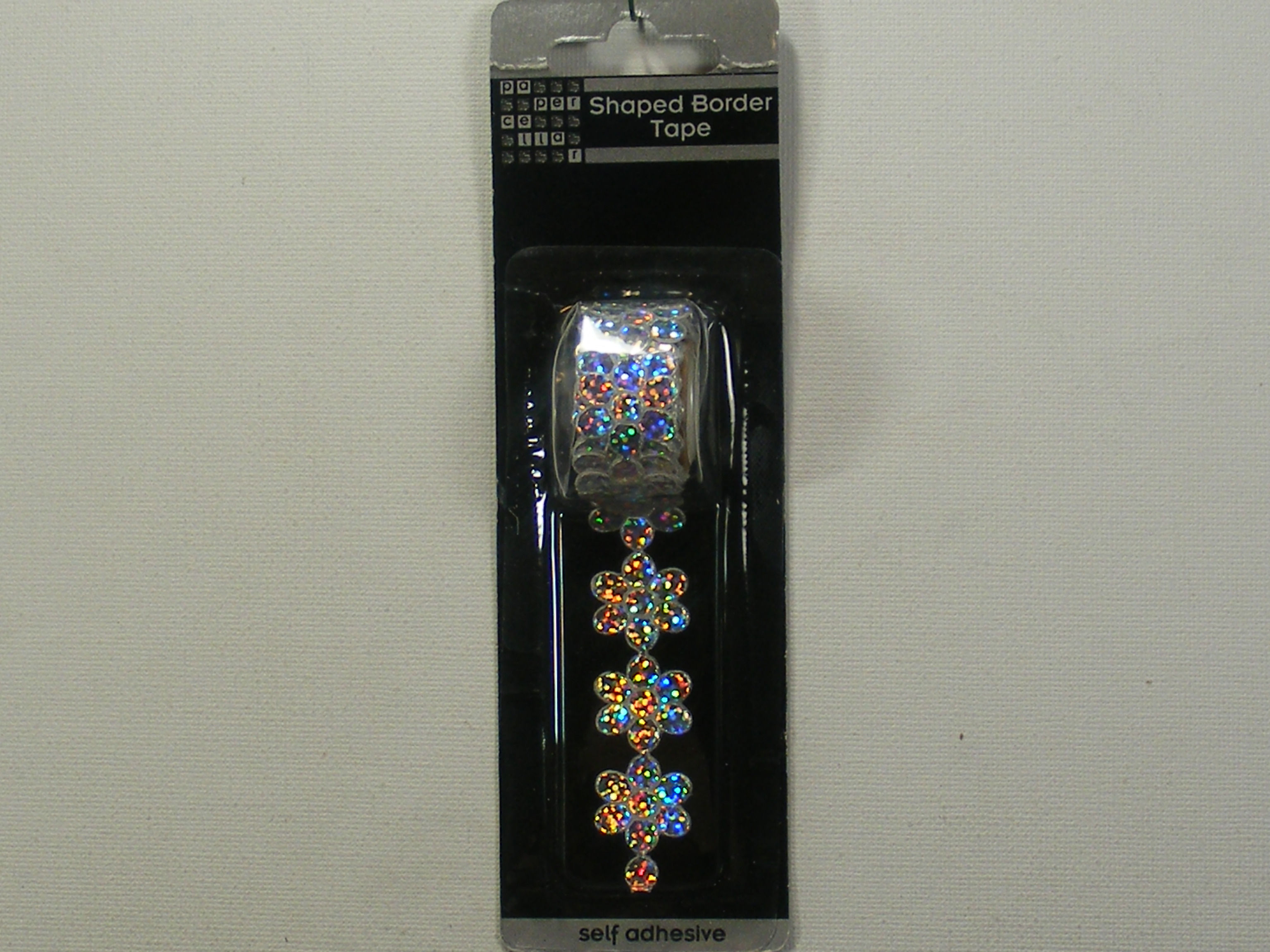 Paper Cellar Shaped Border Tape - Silver Flowers.