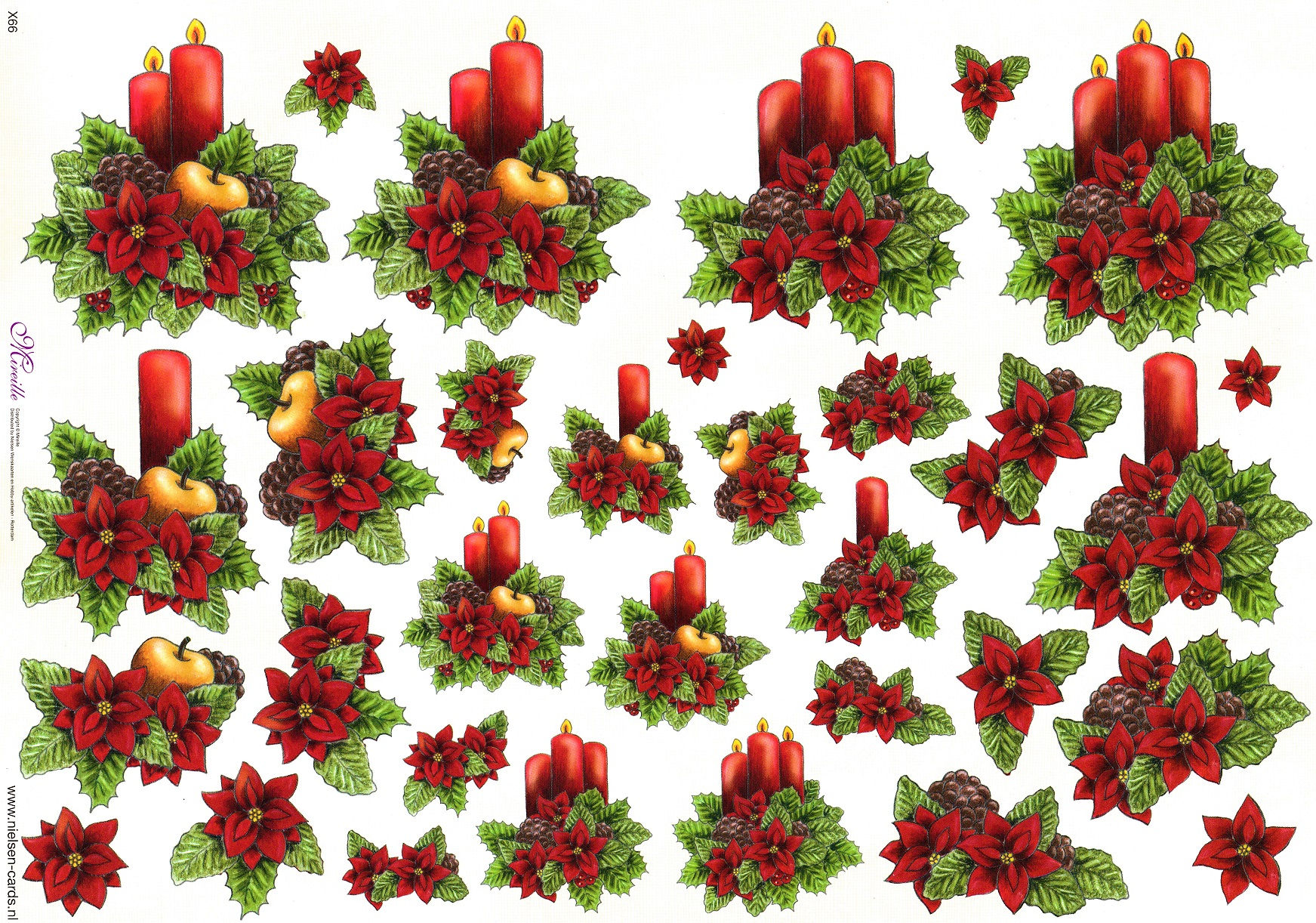 Mireille - A4 Decoupage Sheet - Red Candles