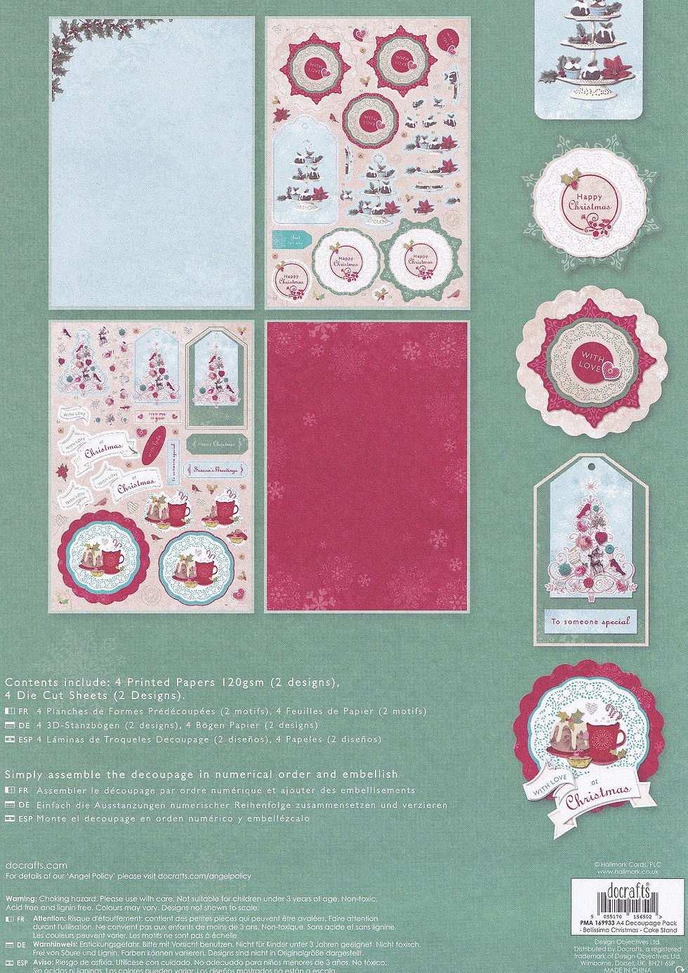 Thumbnail: Docrafts - Bellisima Christmas A4 Decoupage Pack - Cake Stand