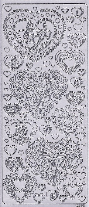 Peel Off Sheet - Love Hearts (Silver)