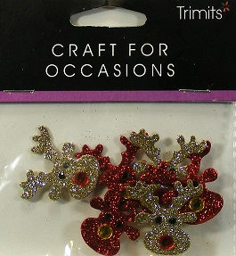 Trimits - Crafts For Occasions - Red & Gold Reindeers