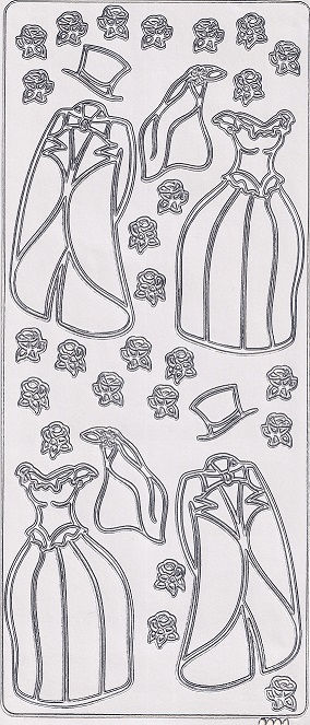 Peel Off Sheet - Wedding Attire (Silver On Ivory)
