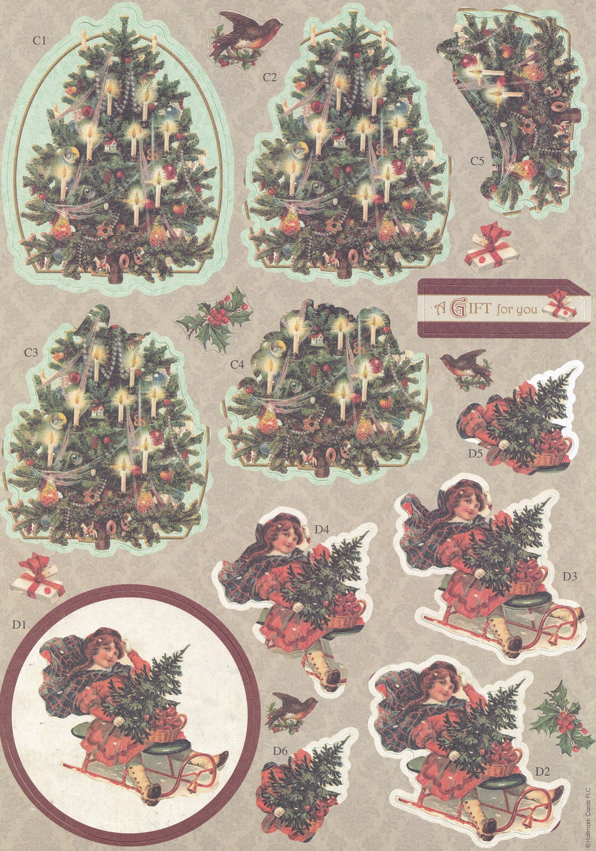 Docrafts - Victorian Christmas A4 Decoupage Pack - Trees