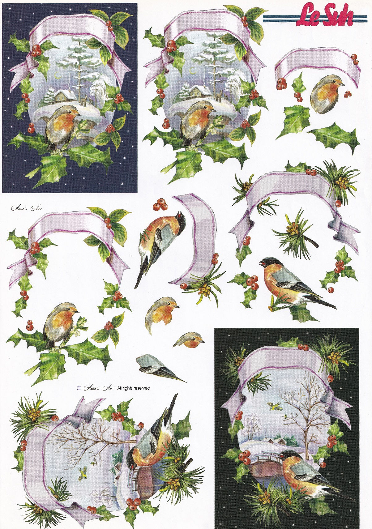 Le Suh - 3D Christmas Decoupage - Festive Birds