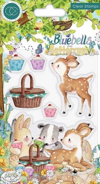 Craft Consortium - Bluebells & Buttercups Clear Acrylic Stamps - Picnic