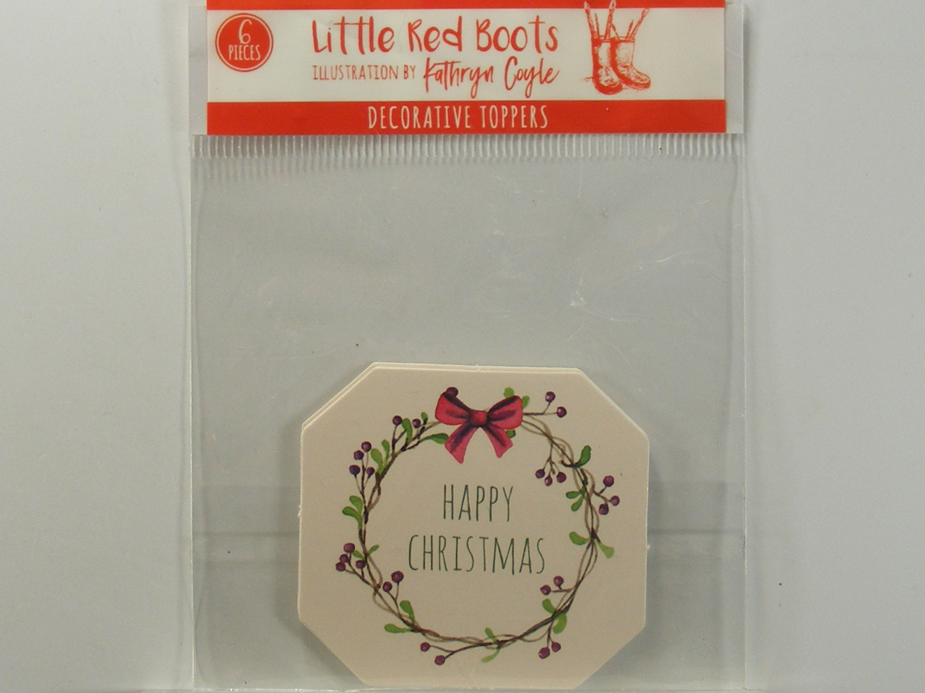 Little Red Boots - Decorative Toppers - Happy Christmas.