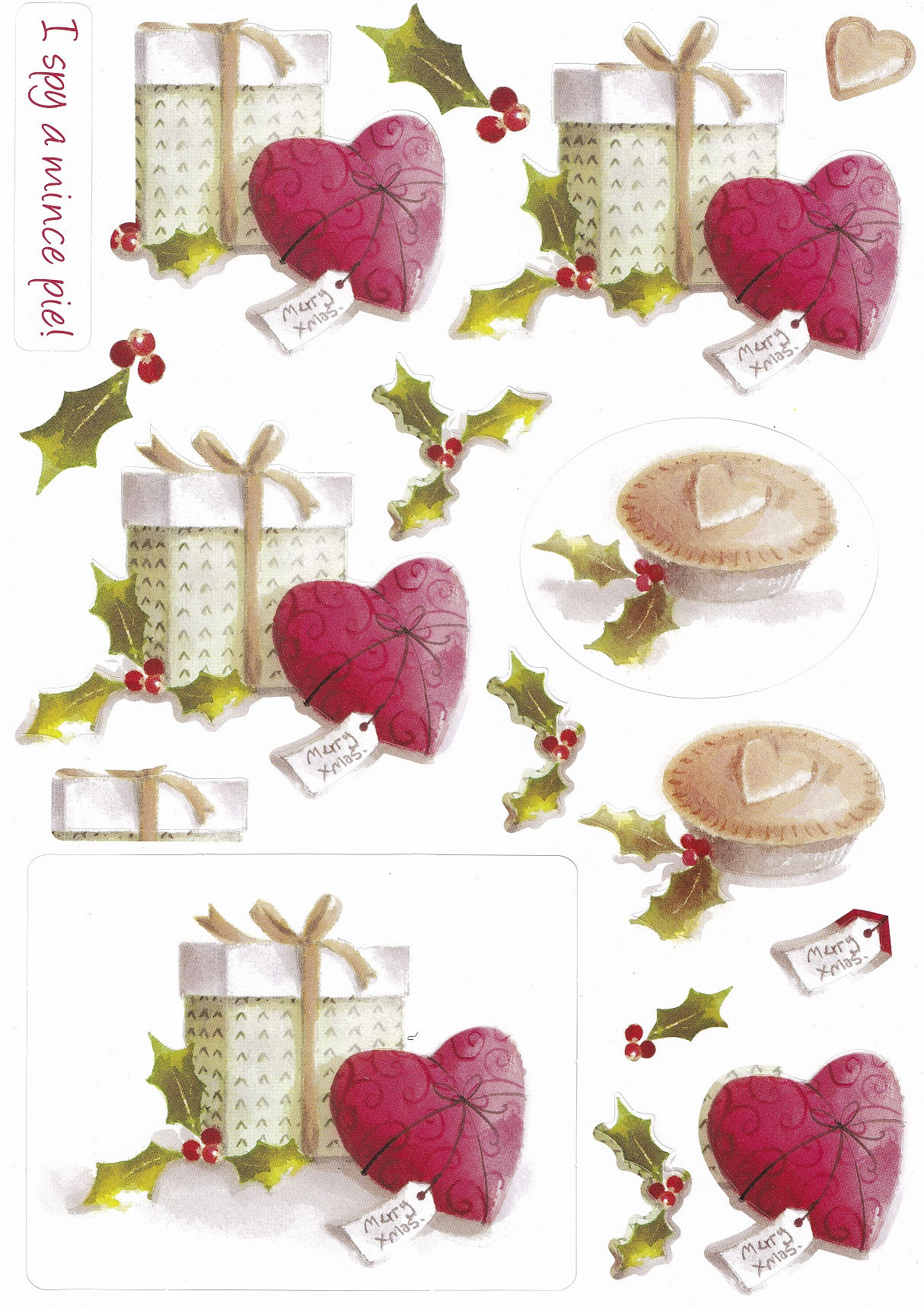 Docrafts - Henbury Lane Poinsettia Collection - A4 Die-Cut Decoupage Sheet