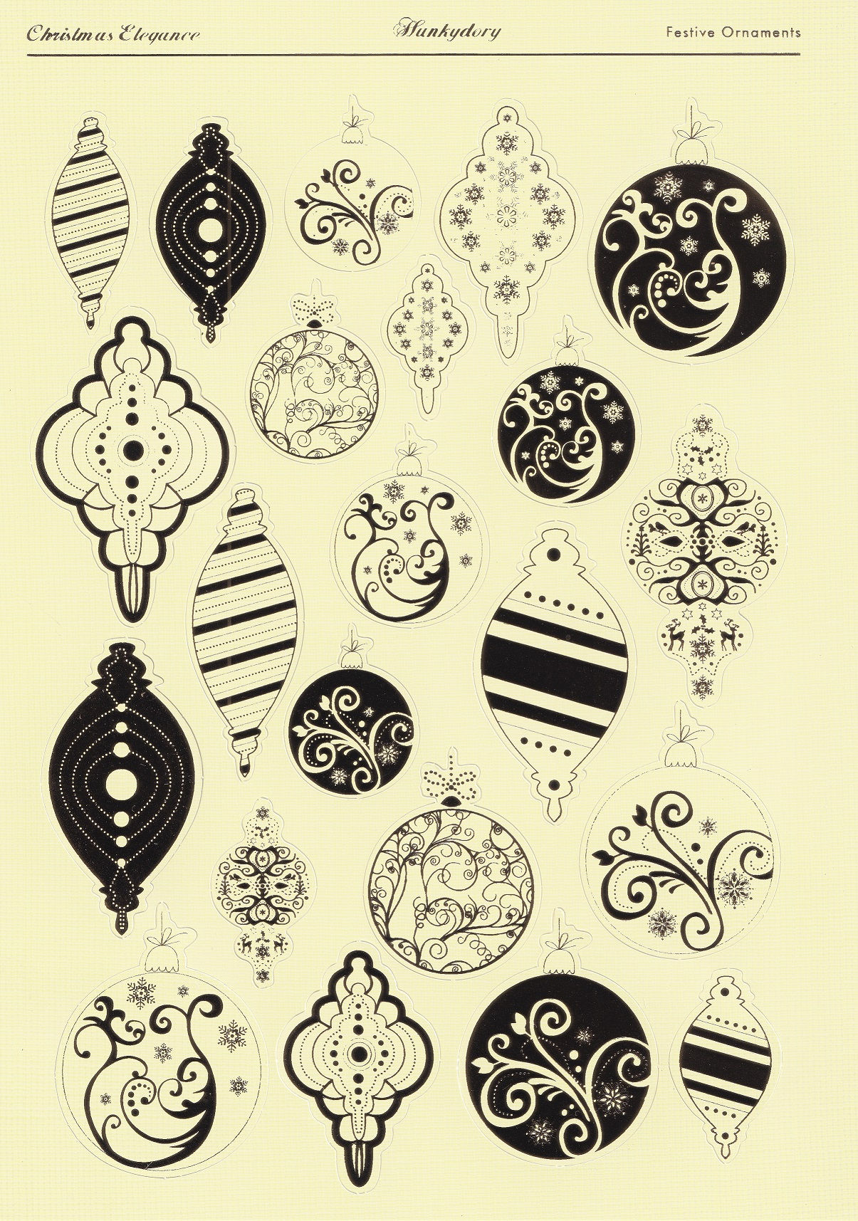 Hunkydory - Christmas Elegance - Festive Ornaments Topper Sheet (Cream)