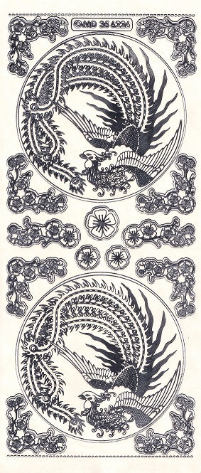 MD - Peel Off Sticker Sheet - Oriental Bird (Silver On Clear)
