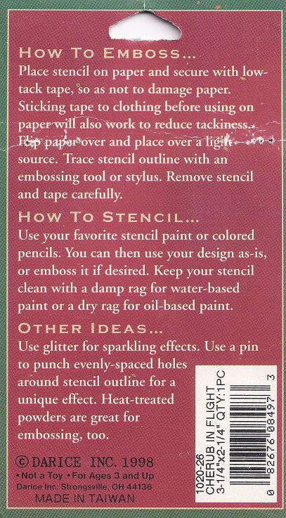 Thumbnail: Darice - Cherub In Flight Brass Embossing Stencil
