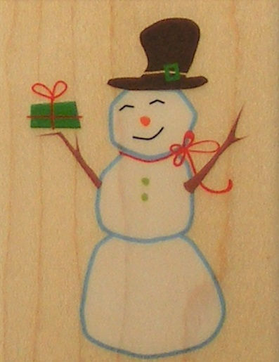 Delta - Snowman With Gift Mounted Rubber Stamp