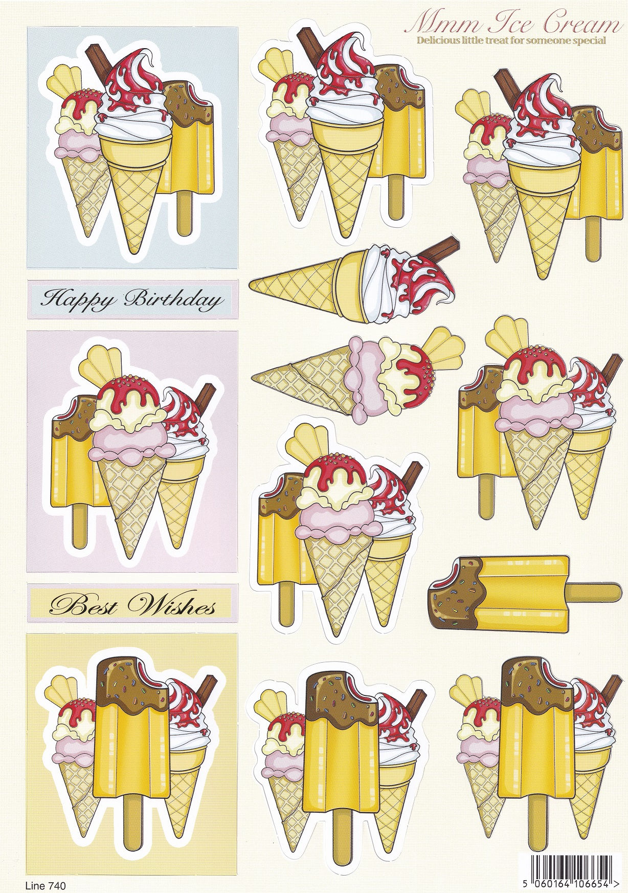 Craft UK - Mmm Ice Cream Decoupage Sheet