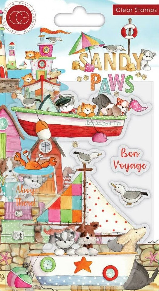 Craft Consortium - Sandy Paws Clear Acrylic Stamps - Bon Voyage
