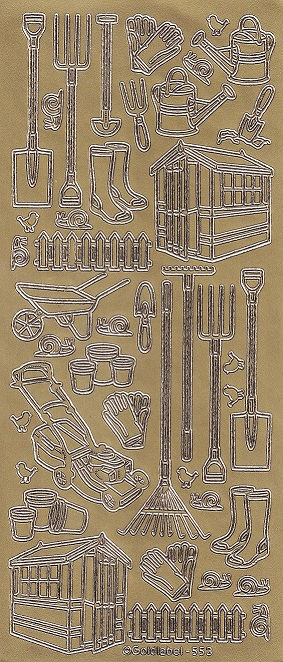 Goldlabel - Peel Off Sticker Sheet - Gardening Tools (Gold)