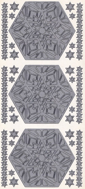 Peel Off Sheet - Decorative Panels & Stars (Silver)
