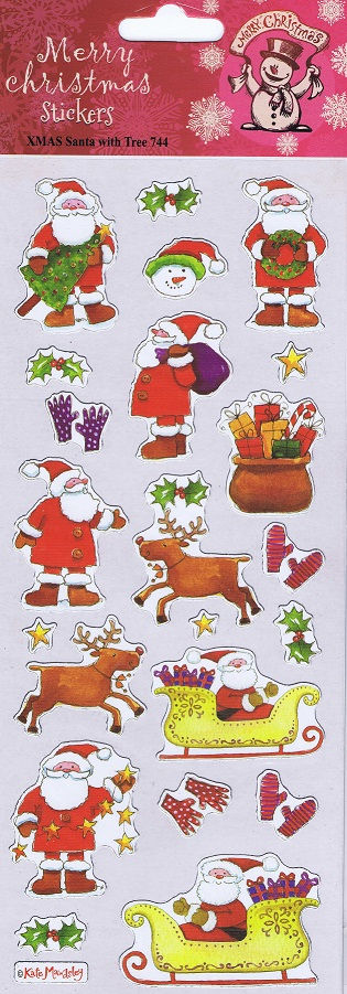 Fun Stickers.com - Merry Christmas Stickers - Santa With Tree.