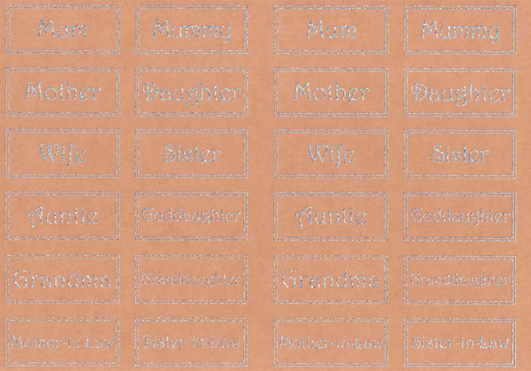 Kanban - A4 Holograohic Silver Foiled Kraft Card - Relative Names