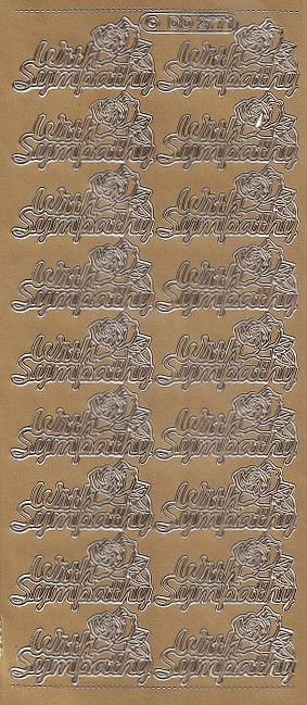 DD - Peel Off Sticker Sheet - With Sympathy Sentiments (Gold)