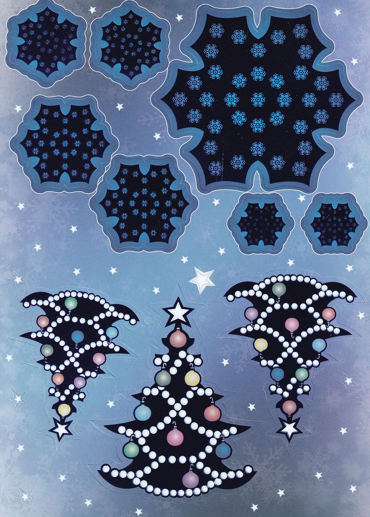 Christmas Die-Cut Toppers - Trees & Snowflakes (Blue)