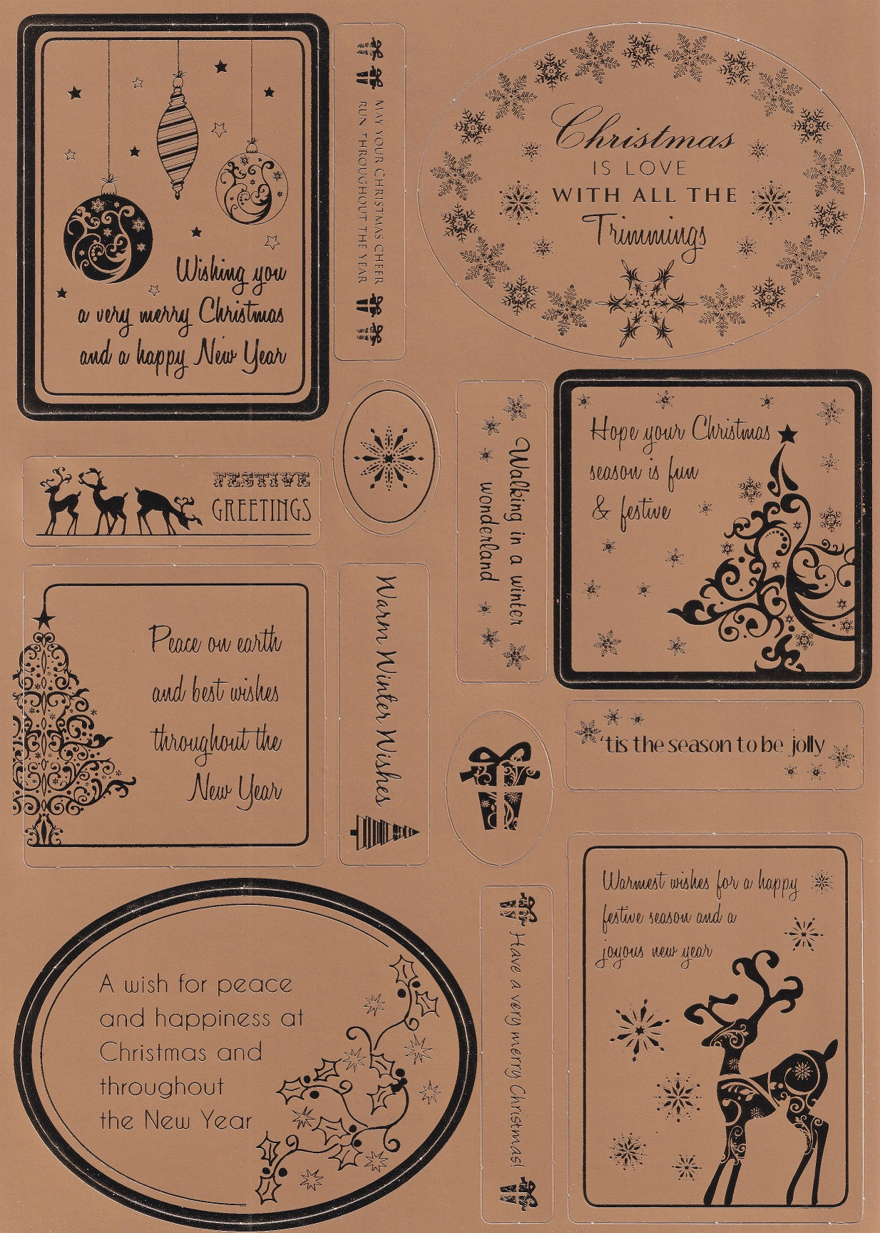 Hunkydory - Christmas Elegance - Christmas Messages Topper Sheet (Gold)
