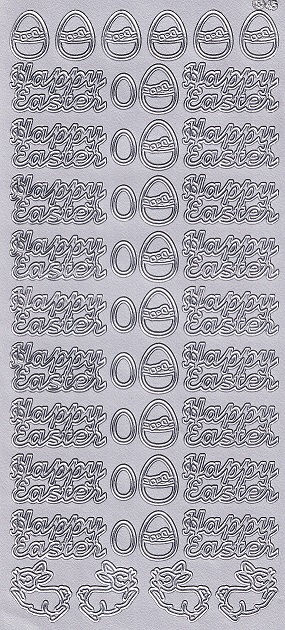 Peel Off Sheet - Happy Easter (Silver)
