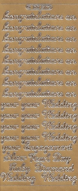 DD - Peel Off Sticker Sheet - Congratulations Sentiments (Gold)