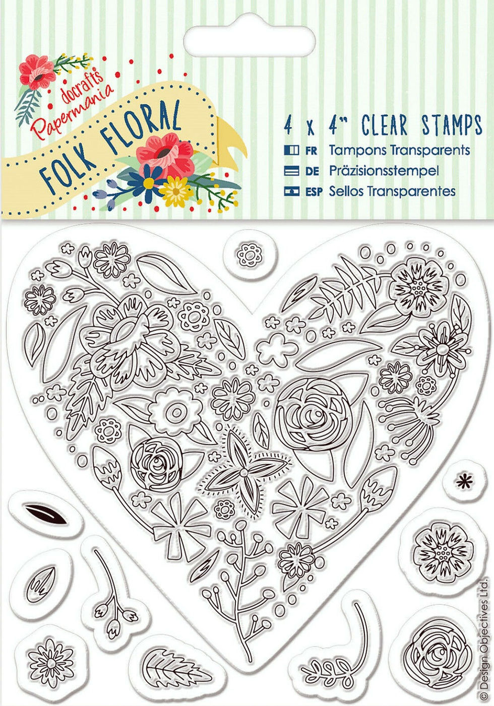 Docrafts - Folk Floral Heart Clear Stamps
