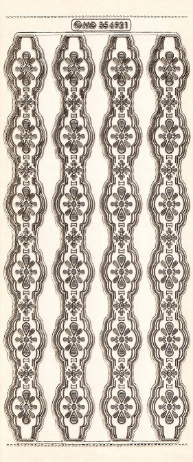 MD - Peel Off Sticker Sheet - Ornate Borders 8 (Gold On Clear)