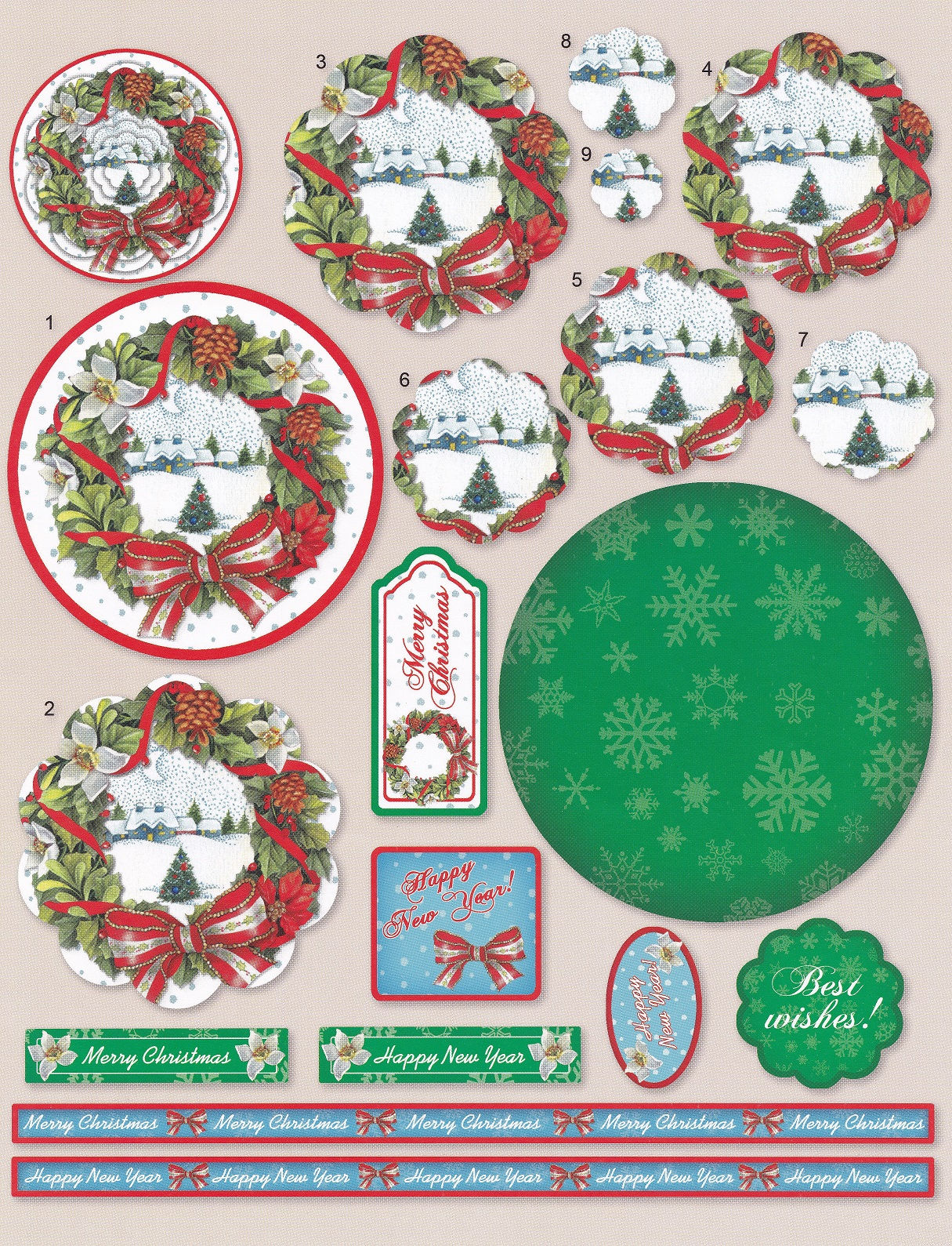 Studio Light - 3D Non-Die-Cut Christmas Decoupage Sheet