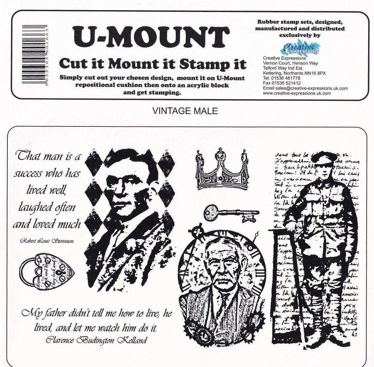Creative Expressions - Vintage Male Unmounted Rubber Stamps