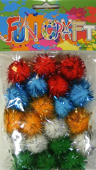 Fun Craft Multi-Coloured Tinsel Pom Poms.