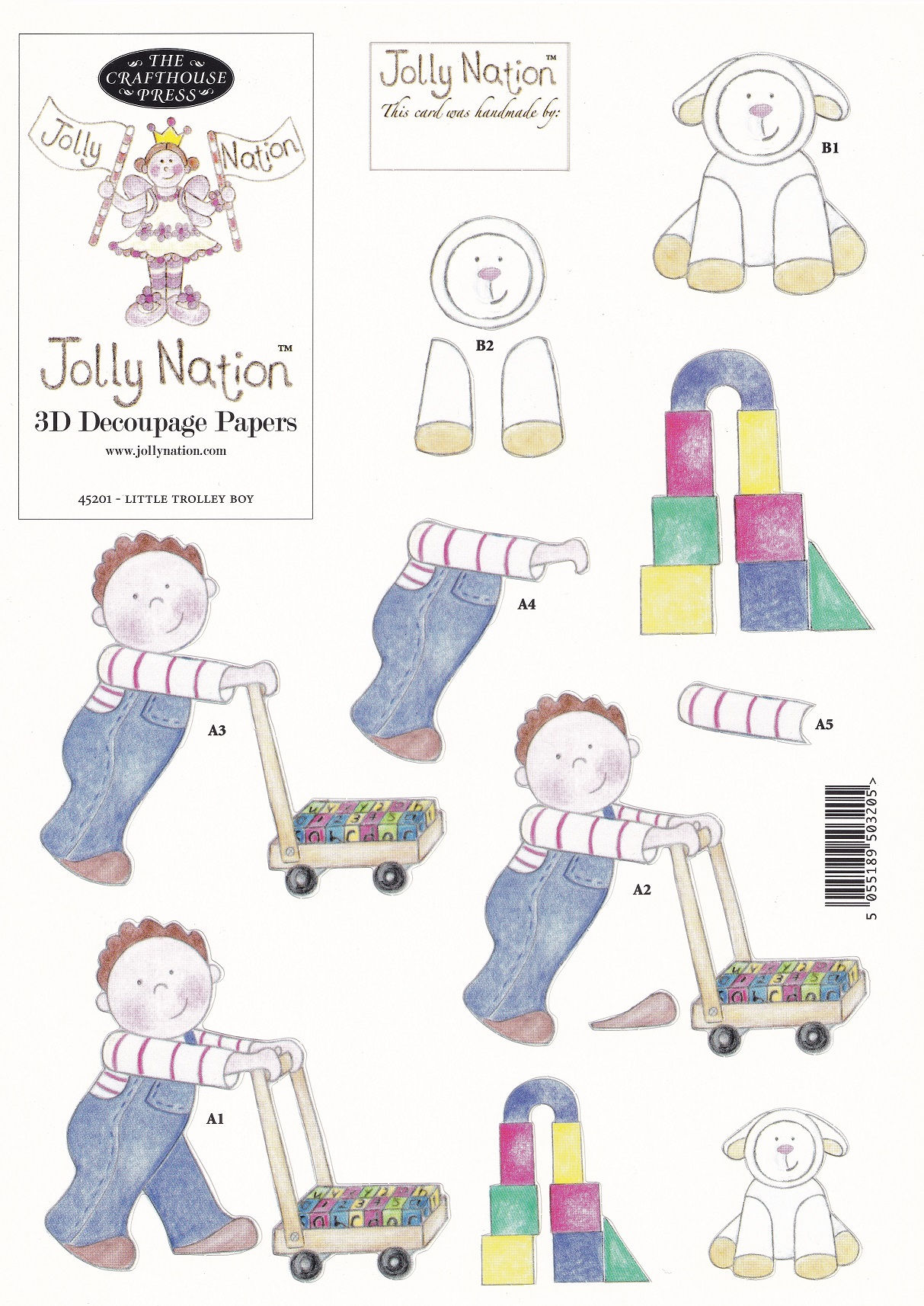 Jolly Nation - Little Trolley Boy Decoupage Sheet