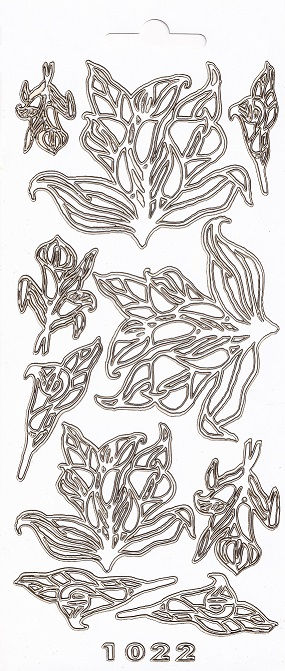 Hobbycraft - Peel Off Sticker Sheet - Flowers (Gold On Clear)