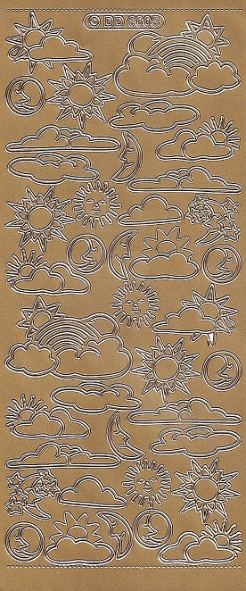 DD - Peel Off Sticker Sheet - Sun, Moon & Clouds (Gold)