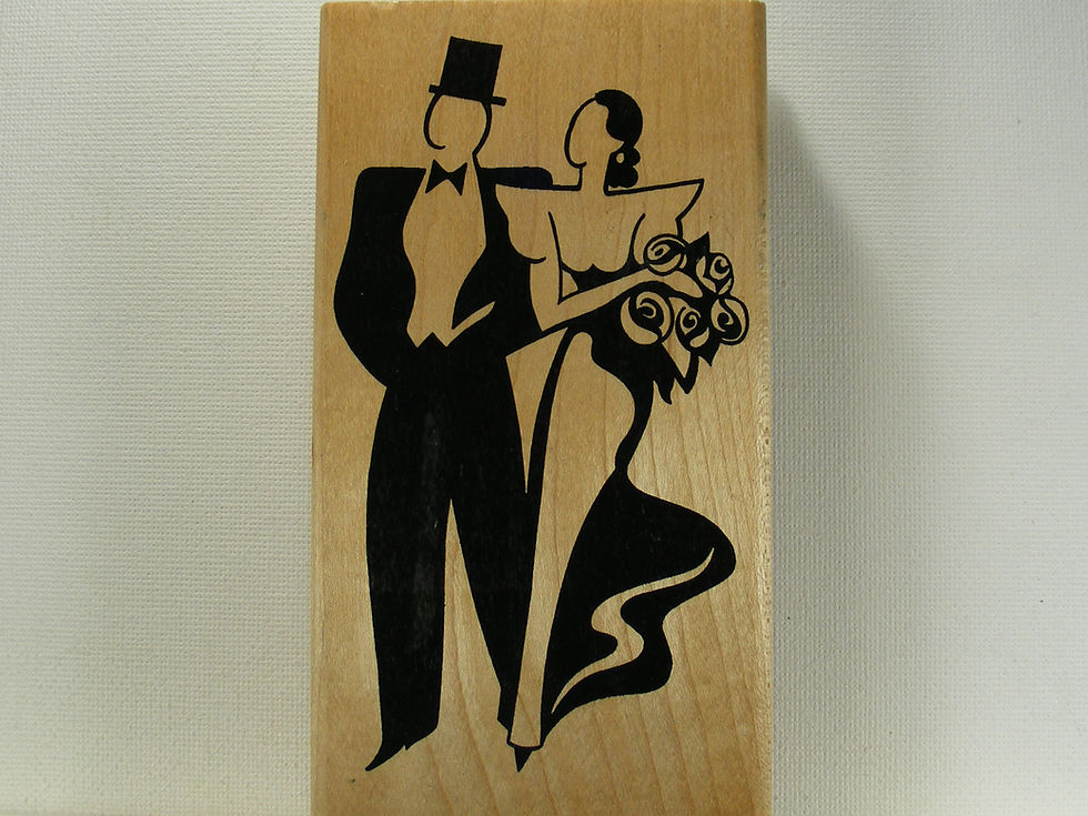 Judikins - Art Deco Couple Wood Mounted Rubber Stamp