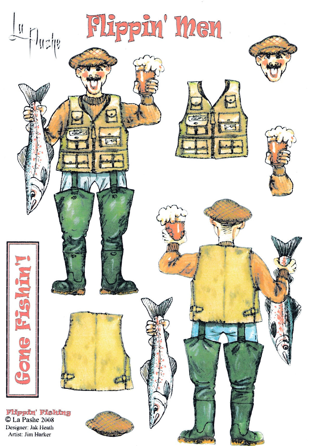 La Pasha - A4 Decoupage Sheet - Flippin' Fishing