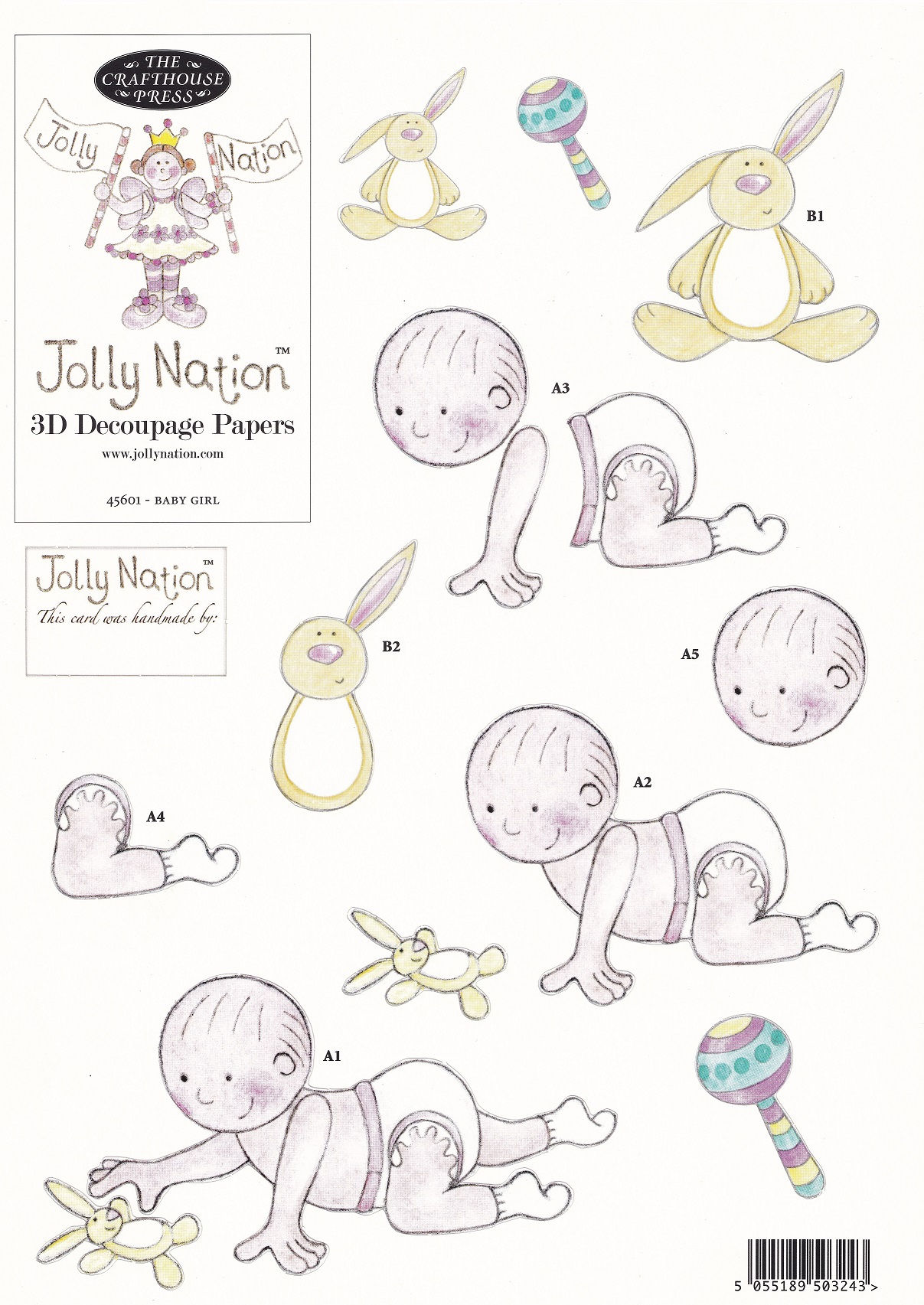 Jolly Nation - Baby Girl Decoupage Sheet