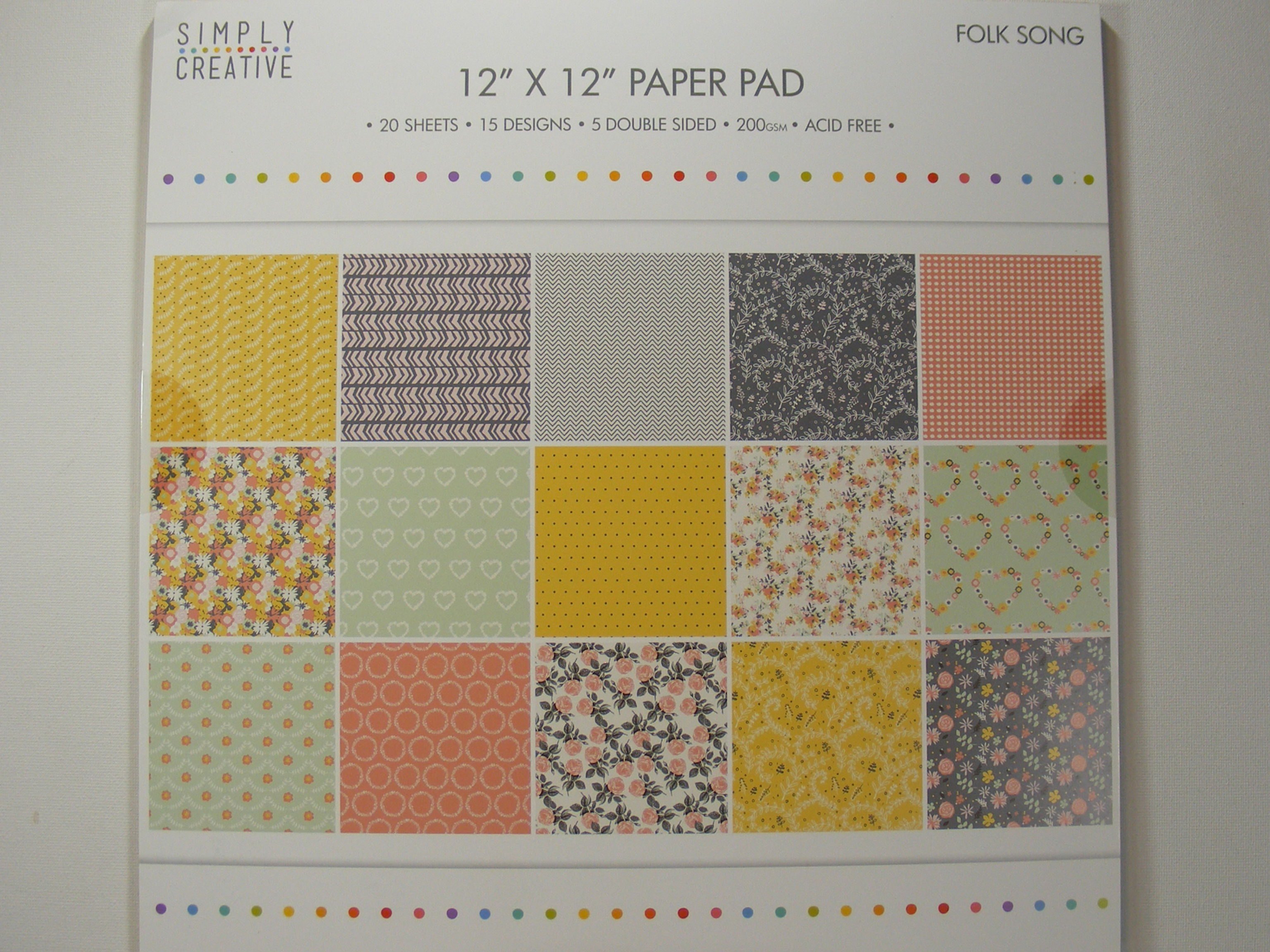 Simply Creative - Folk Song 12" x 12" Paper Pad.