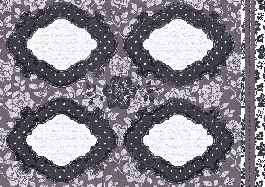 Kanban - Monochrome Floral Fashion Collection - Large Frames Black Topper Sheet