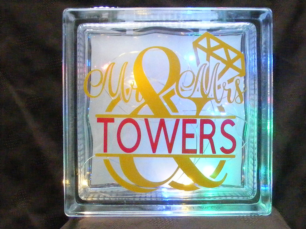 Thumbnail: Mr & Mrs Split Monogram Glass Block