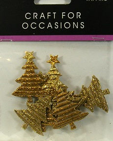 Trimits - Gold Glitter Christmas Trees.