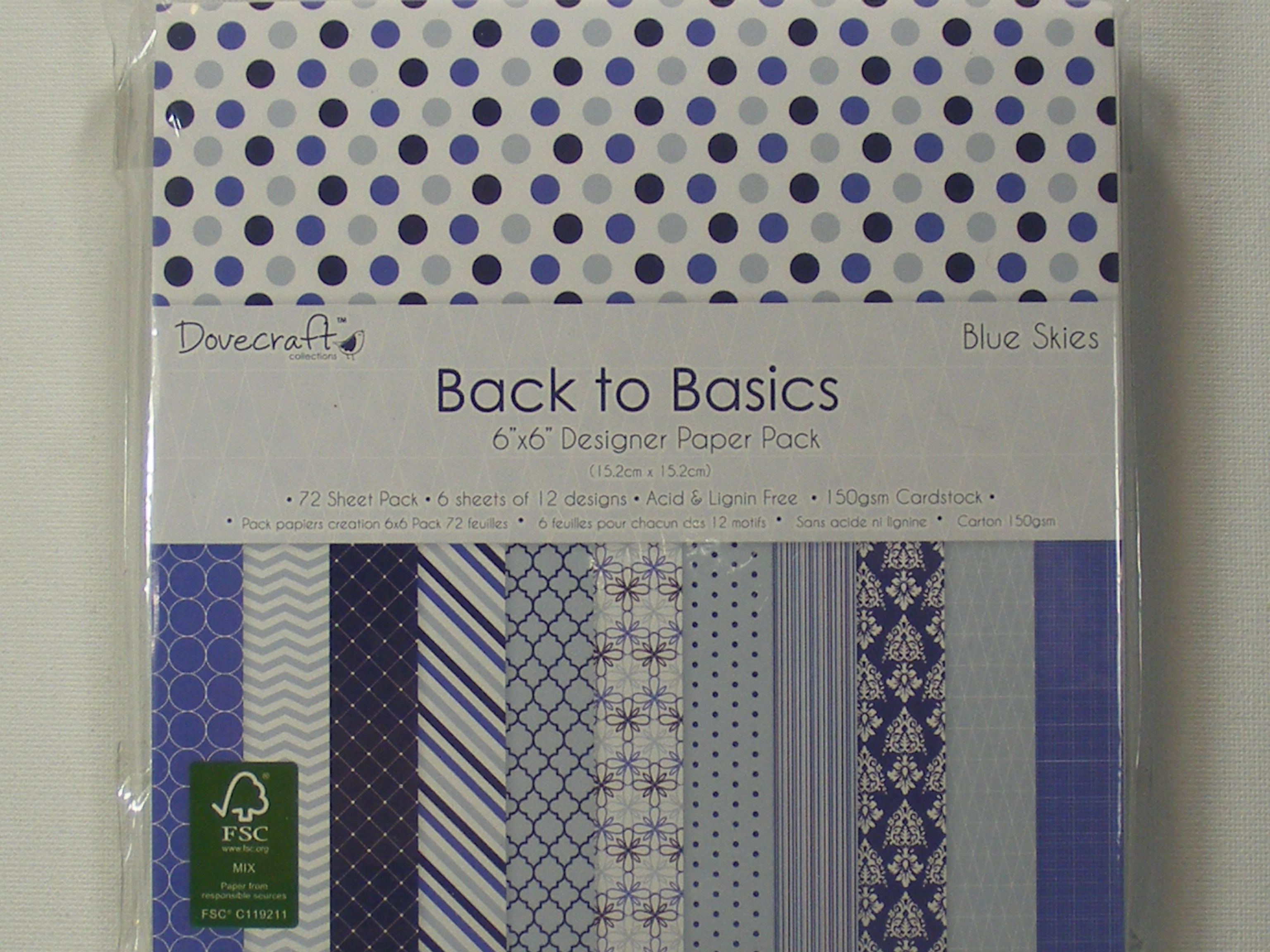 Dovecraft Back To Basic - Blue Skies 6" x 6" Paper Pack