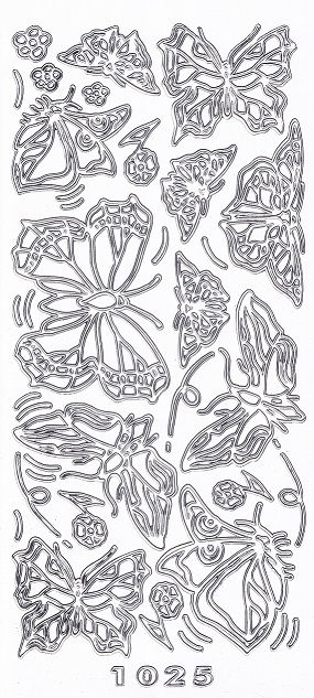 Hobbycraft - Peel Off Sticker Sheet - Butterflies (Silver On Clear)
