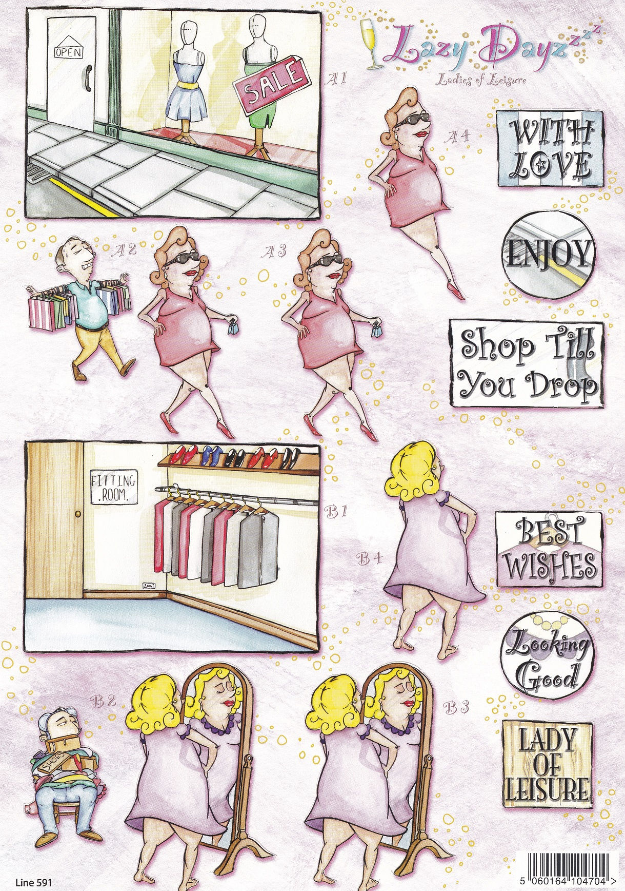 Craft UK - Lazy Dayz - Lady Of Leisure Decoupage Sheet