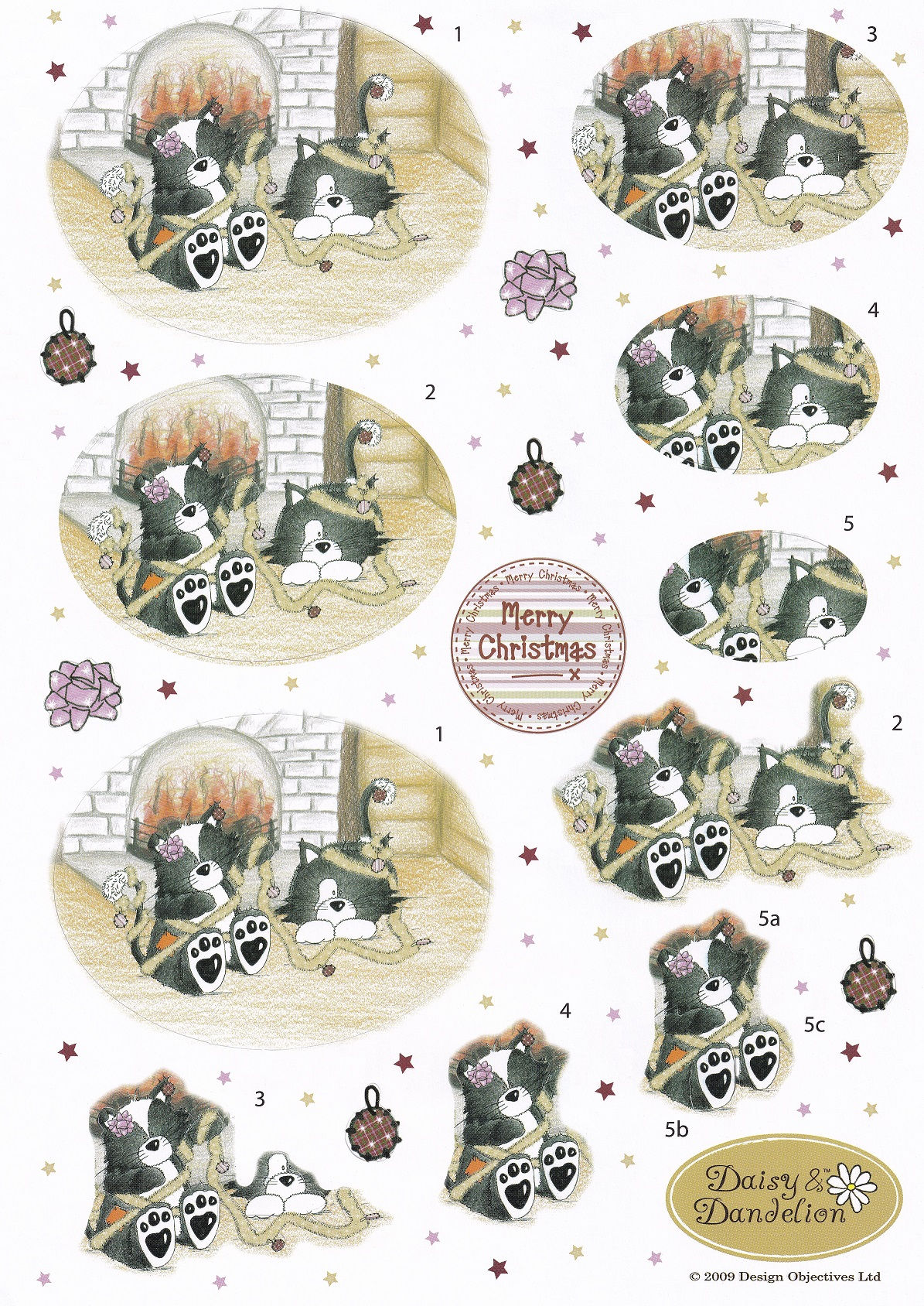 Daisy & Dandelion - A4 Decoupage Sheet - Christmas Cats