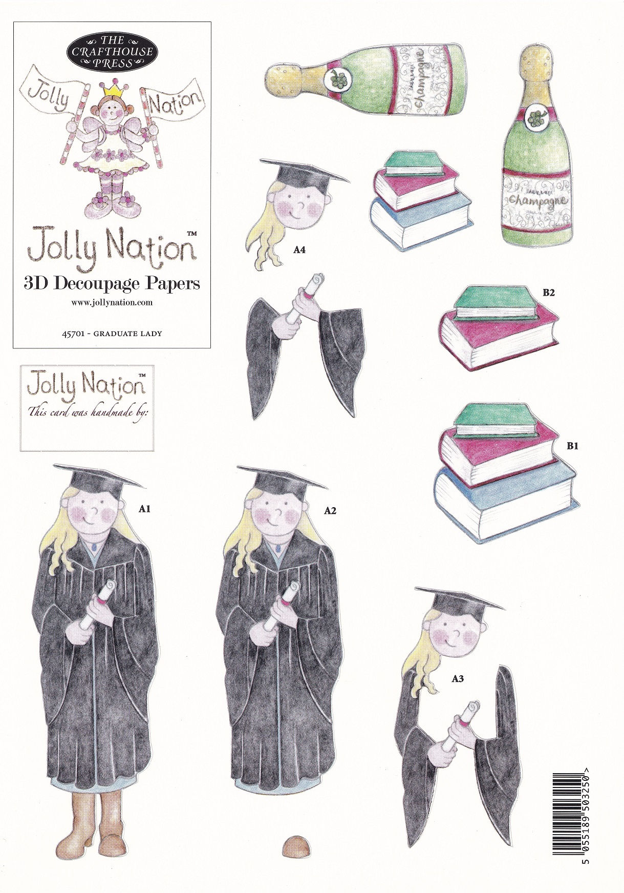Jolly Nation - Graduate Lady Decoupage Sheet