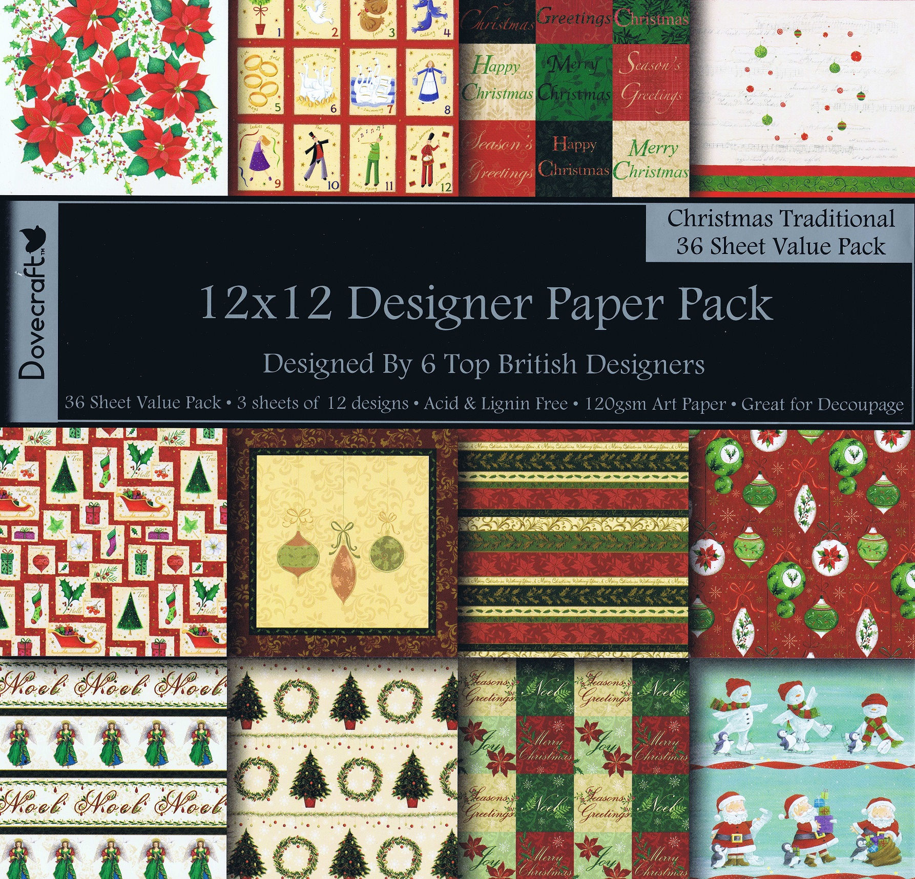 Dovecraft - Traditional Christmas 12" x 12" Paper Pack